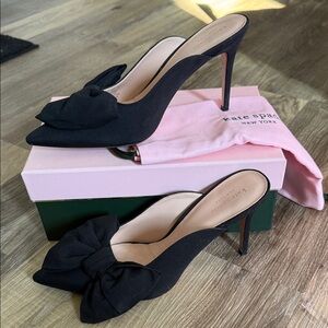 Kate Spade Elegant Black Bow Mules